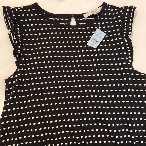 Loft XXSP black dotted ruffle shell top - Picture 2 of 4
